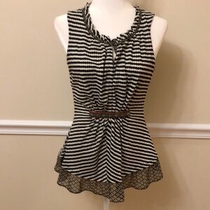 One September Women’s Sleeveless Blouse Black and White Size Small EUC